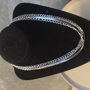 Apsvo 3 Stainless Steel Silver  Necklaces, 2 Link. Wear Apart Or Together New